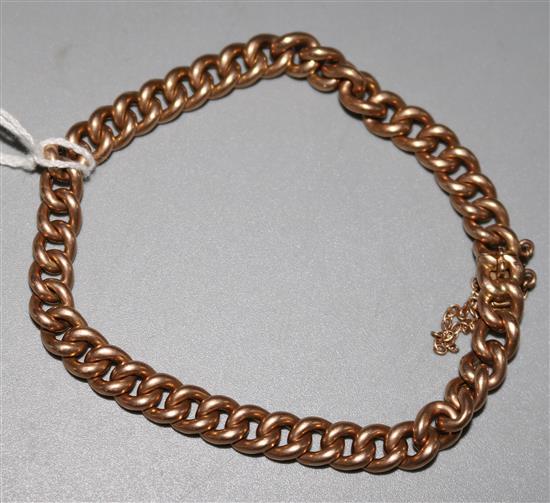 An early 20th century 15ct gold curb link bracelet,